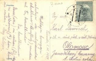 1937 Privigye, Prievidza; Fő tér, templom, reálgimnázium, városháza, üzletek / main square, church, ...