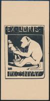 Simay Imre (1874-1955): Ex libris Rozsnyay, linó, papír, jelzett a linón, 11×5,5 cm