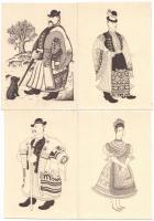Magyar Népviseletek - 20 darab használatlan folklór kézzel-színezett művészlap. Pekárny István szign...