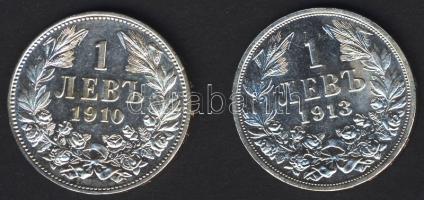 Bulgária 1910+1913. 1L Ag (2x) klf évszám T:2