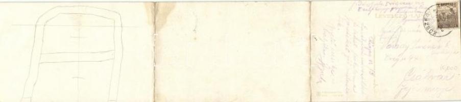 Kőszeg. Három részes kinyitható panorámalap / 3-tiled folding panoramacard