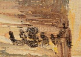 Olvashatatlan jelzéssel: Utcakép, olaj, farost, fa keretben, 13×9 cm