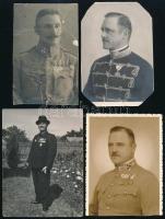 Katonák kitüntetésekkel, 4 db levágott vagy körbevágott fotó, 11×8,5 cm