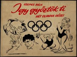 Szepes Béla: Így győztök ti. Hét olimpia hősei. Bp.,1957, Sport. Karikatúrákkal gazdagon illusztrált. Kiadói haránt alakú félvászon-kötésben, jó állapotban.