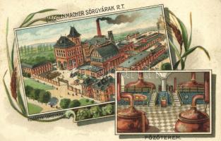 Budapest X. Haggenmacher Sörgyárak Rt. Kőbányai sörgyára, főzőterem, belső. Art Nouveau, litho