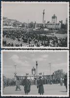 1938 Budapest, Hősük tere, az Eucharisztikus Kongresszus, 2 db fotó, 8×12 cm