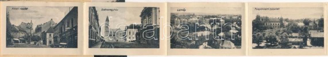 1929 Veszprém, Vármegyeháza. leporellólap, belül: Fő tér, üzletek, automobil, Székesegyház, Püspökke...