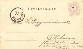 1898 (Vorläufer!) Mohács, MARGITTA SZIGET gőzüzemű csavaros személyhajó. Rosenthal Márk kiadása / Hu...