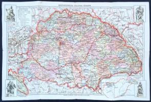 1939 Magyarország irredenta grafikájú térképe. A visszacsatolt területekkel. 42x28 cm