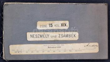 cca 1910 Neszmély és Zsámbék vászon térképe 53x39 cm