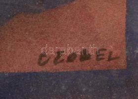 Czóbel jelzéssel: Támaszkodó akt. Akvarell, papír, üvegezett keretben, 23×16 cm