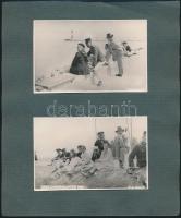 1932 Társaság a balatonföldvári mólón, albumlapra ragasztott 4 db fotó, Seidner Zoltán fotó, 9×13 cm