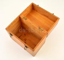 Hordozható mikroszkóptartó  fa doboz (üres), lyukakkal, m: 25 cm, 15×25 cm