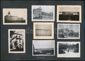 1933 Hévíz, Tapolca, Egregy, csendőr és rendőr üdülők, stb., 30 db fotó, albumlapra ragasztva, 6×9 c...