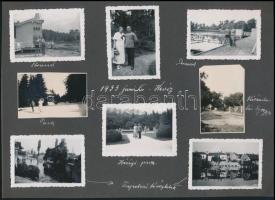 1933 Hévíz, Tapolca, Egregy, csendőr és rendőr üdülők, stb., 30 db fotó, albumlapra ragasztva, 6×9 c...