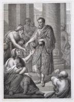 cca 1840 63 db acél és rézmetszetű illusztráció teljes lapokon, történelmi, művészeti témákkal elsős...