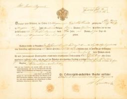 1867 Katonai végelbocsájtó levél, obsit magyar katona részére 49x38 cm