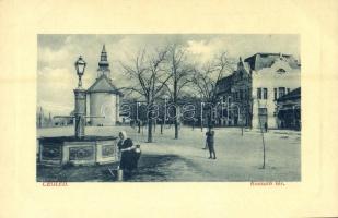 Cegléd, Kossuth tér, templom, kút. W.L. Bp. 6569. 9047.