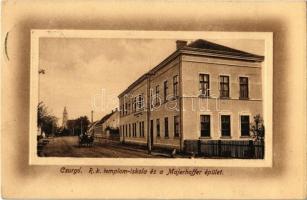 1913 Csurgó, Római katolikus templom és iskola, Majerhoffer épület. Kiadja Mézer Dezső könyvnyomdai műintézete