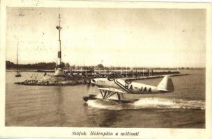 1938 Siófok, HA-JAA Tisza hidroplán a mólónál (Rb)