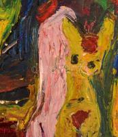 Cs. Németh Miklós (1934-2012): Aktok a szabadban. Olaj, papír, jelzés nélkül, 47×34 cm