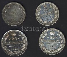 Oroszország 15k Ag 1906,1915 + 20k Ag 1911,1915 T:2,3