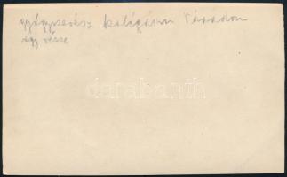 1953 Nagyváradi gyógyszerészek csoportképe, feliratozott fotó, 8,5×13,5 cm