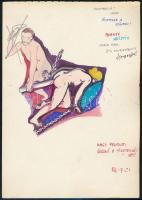 Jelzés nélkül: 3 db pornógrafika, vegyes technika, 15×21 ill. 16×23 cm