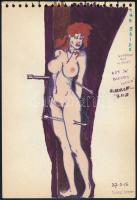 Jelzés nélkül: 3 db pornógrafika, vegyes technika, 15×21 ill. 16×23 cm