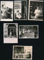 1943 A nagyváradi (Erdély) Madonna gyógyszertár tulajdonosairól, Féder Vilmosról és feleségéről, Psorn Annáról, a gyógyszertárról, családi házukról készült 7 db fotó, 6×9 és 9×14 cm közötti méretekben