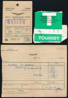 1963 MALÉV beszállókártya, repülőjegy, poggyászcímke, 4 db