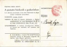 1937 Pöstyénfürdő, Kúpele Piestany; Myalgia dorsalis gyógykezelés Gamma-Kompressel (iszapkompressz)....