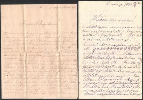 1880-1882 7 db Dévaványáról írt szerelmeslevél, érdekes részletekkel