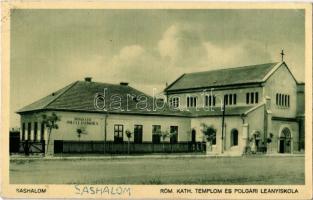 Budapest XVI. Sashalom, Római katolikus templom és polgári leányiskola. Dénes József papírüzlete kiadása