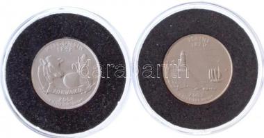 Amerikai Egyesült Államok 2003D 1/4$ "50 állam - Maine" Cu-Ni +  2004D 1/4$ "50 állam...