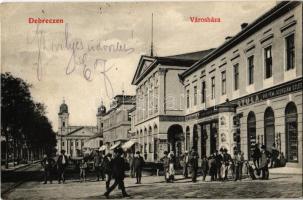 1909 Debrecen, Városháza, Bartha Kálmán és Tóth Gyula üzlete, hirdetőoszlop, piac. Ifj. Gyürky Sándor kiadása