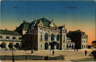 1913 Arad, vasútállomás, kidőlt kerítés / railway station, fallen fence