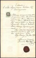 1870 Ürmény, keresztelési anyakönyvi kivonat, latin nyelven, okmánybélyeggel, rányomott viaszpecséttel