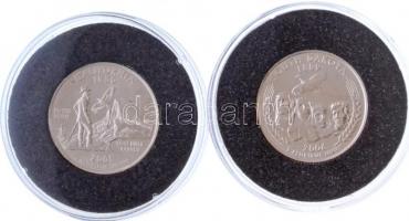 Amerikai Egyesült Államok 2005P 1/4$ "50 állam - Kalifornia" Cu-Ni +  2006D 1/4$ "50 ...