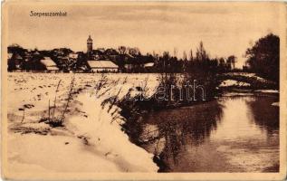 1915 Szepesszombat, Georgenberg, Spisská Sobota; téli látkép. Kiadja Hensch Ede fia / winter view