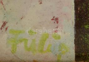 Fülöp Erzsépet (1937-): Virágcsokor. Olaj, farost, jelzett, üvegezett keretben, 62×50 cm