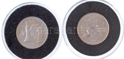 Amerikai Egyesült Államok 2001D 1/4$ "50 állam - New York" Cu-Ni +  2002D 1/4$ "50 ál...