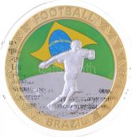 Dél-Afrika 2010. Labdarúgó-világbajnokság csapatai - Brazília ezüstözött Cu emlékérem tanúsítvánnyal (40mm) T:PP South Africa 2010. FIFA World Cup Teams - Brazil silver plated Cu commemorative medallion with certificate (40mm) C:PP