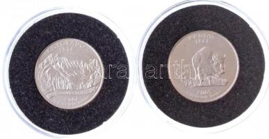 Amerikai Egyesült Államok 2005D 1/4$ "50 állam - Kansas" Cu-Ni +  2006P 1/4$ "50 álla...