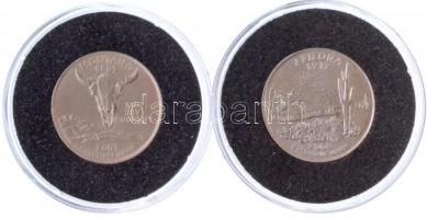 Amerikai Egyesült Államok 2007P 1/4$ "50 állam - Montana" Cu-Ni +  2008P 1/4$ "50 áll...