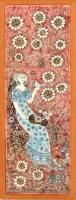 Vén Edit (1937-): Lány galambbal. Festett mázas csempekép, jelzett, keretben, 44×14 cm