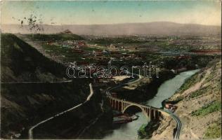 Gorizia, Görz, Gorica; Ponte ferroviaria Salcano dal Monte Santo / Solkanski most / Salcanobrücke vom Monte Santo / railway bridge, viaduct