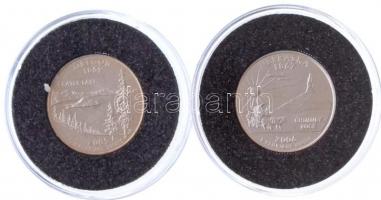 Amerikai Egyesült Államok 2005P 1/4$ "50 állam - Oregon" Cu-Ni +  2006D 1/4$ "50 álla...