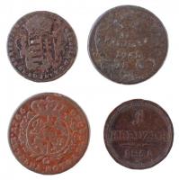 4db-os vegyes magyar és külföldi rézpénz tétel, közte Lengyel Királyság 1766G 3gr Cu "II. Szani...