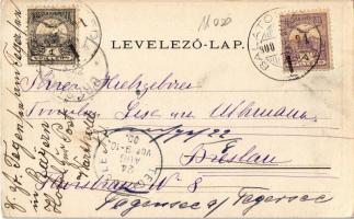 1900 Balatonfüred, Balaton-Füred, Tihany, Baross gőzös. Kiadja Weiss L. és F. Könyvnyomdája. Art Nou...